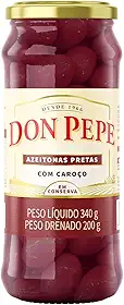Azeitona Preta Azapa em Vidro 340g (200g Drenados) "Don Pepe"