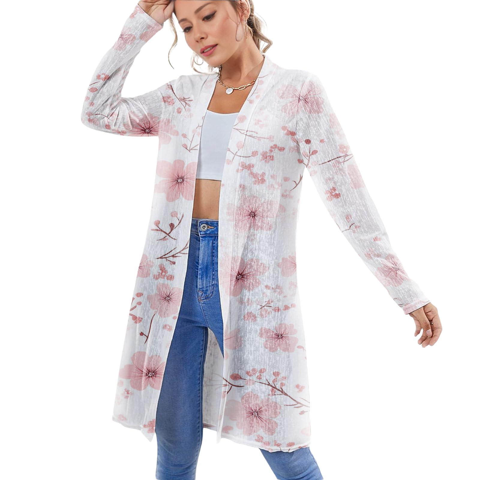 Summer Cardigan For Women Boho Trendy Lightweight Skin-Friendly Beach Cover Ups Open Front Long-Sleeved Outwear