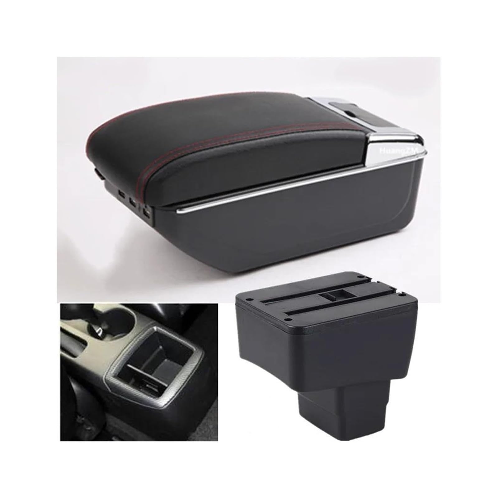 RESPUNEKBAH Car Armrest Storage Box For Mazda CX-3 For Mazda 2 For Skyactiv Version Cx3 CX-3 15-22 Car Accessories Armrest Box(D1 red line 7USB)