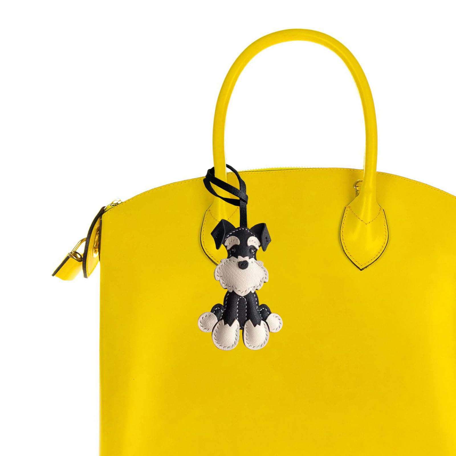 Eleganter Schnauzer-Leder-Schlüsselanhänger, modischer Schnauzer-Anhänger, Schlüsselanhänger, handgefertigtes Ledertaschen-Charm-Accessoire