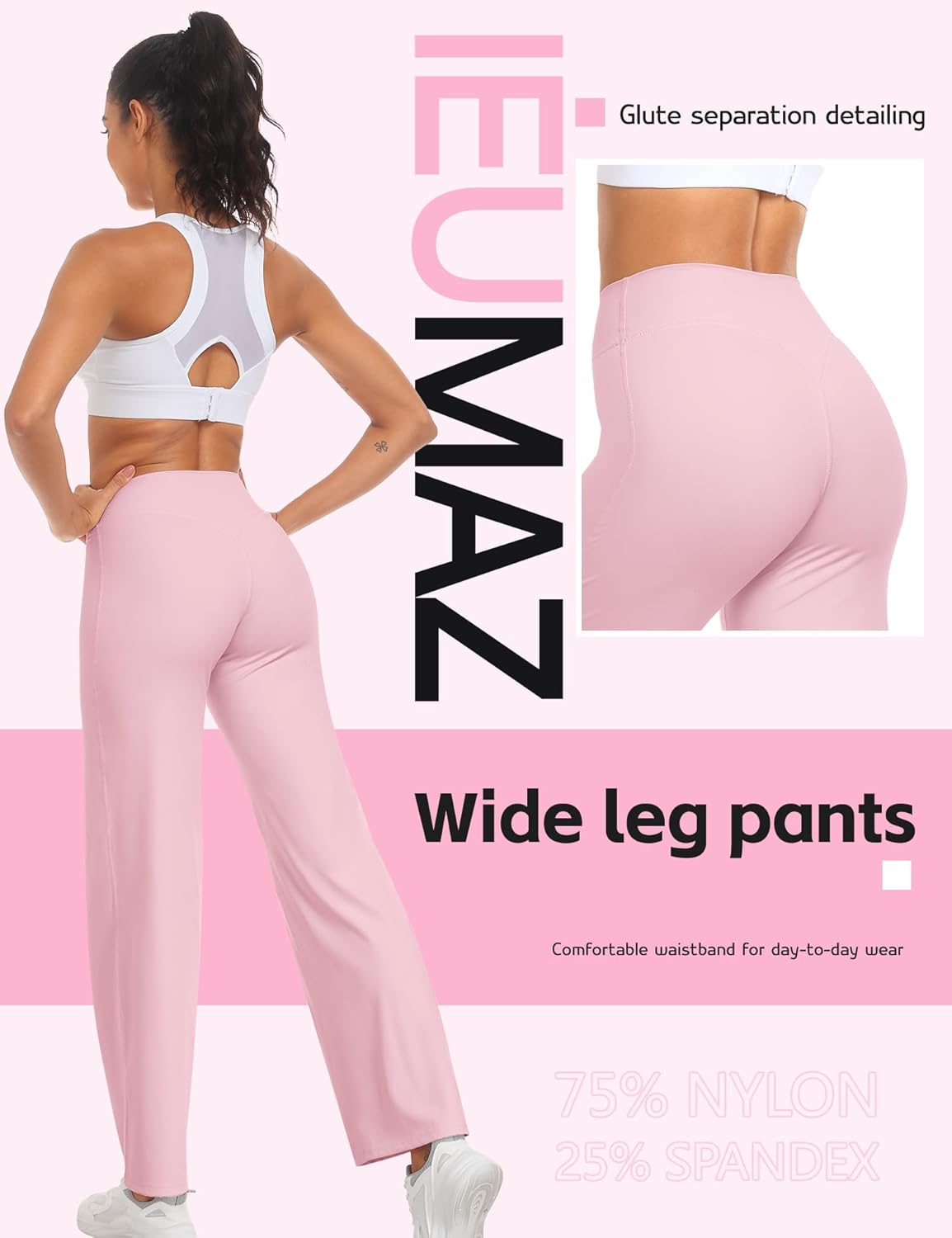 Women Straight Leggings Bottoms High Waist Gym Workout Leggings Stretch Casual Wide Leg Yoga Pants - Image 4