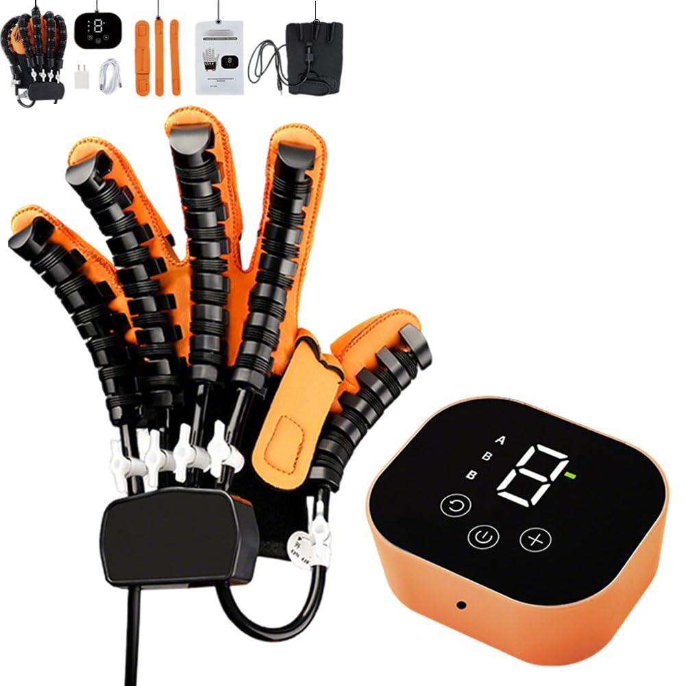 Guanti riabilitativi, robot per la riabilitazione delle dita e delle mani per pazienti con emiplegia da ictus, rinforzatore per le dita, attrezzatura per la riabilitazion(Size:XXL,Color:Mano sinistra)