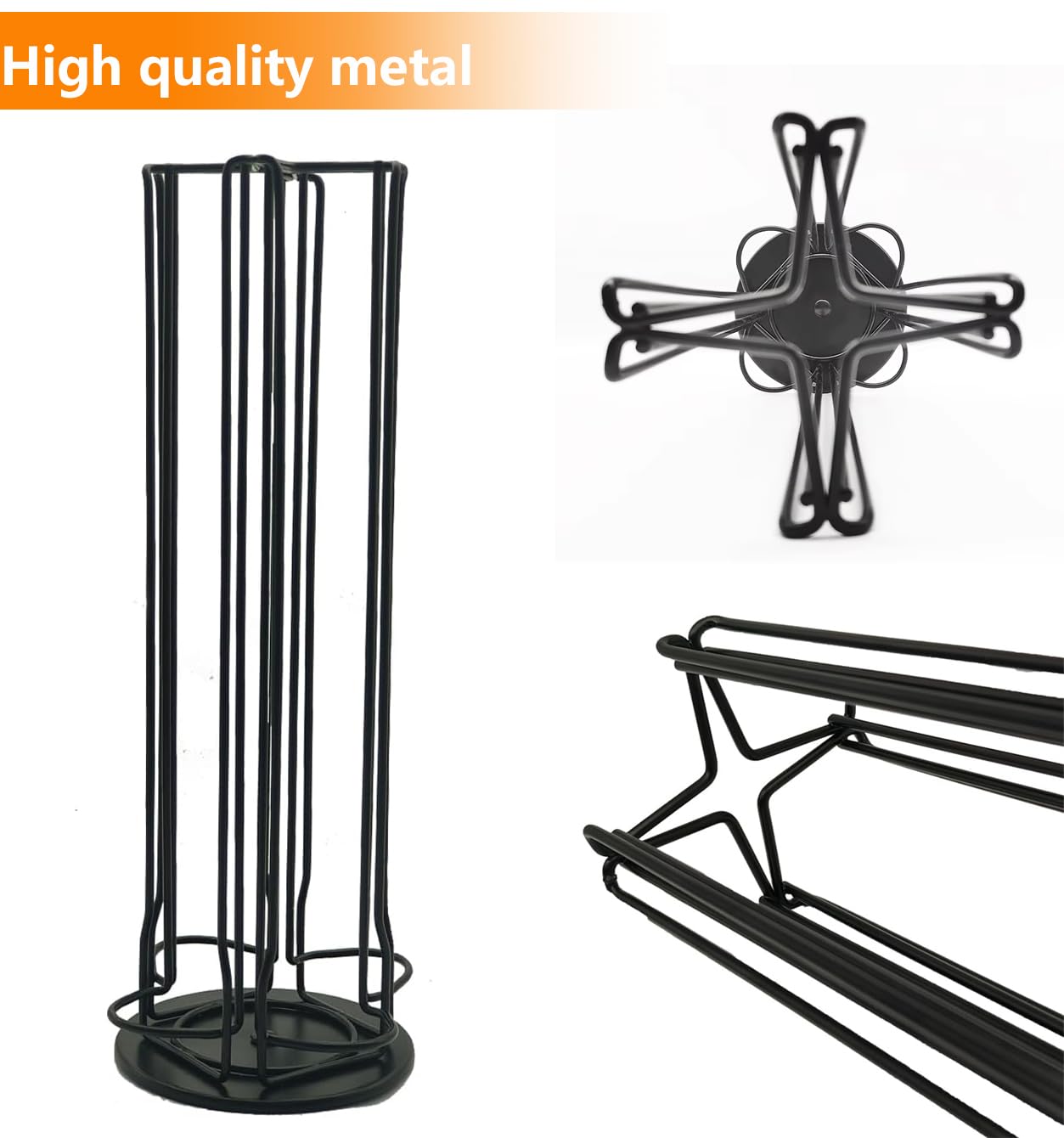 Meelio Vertuo Pod Holder Carousel Stand for 28 Nespresso Vertuo Capsule Storage Organizer with Extra Space for Coffee Mate Silent Rolling,Black: Black 28 Vertuo Pod