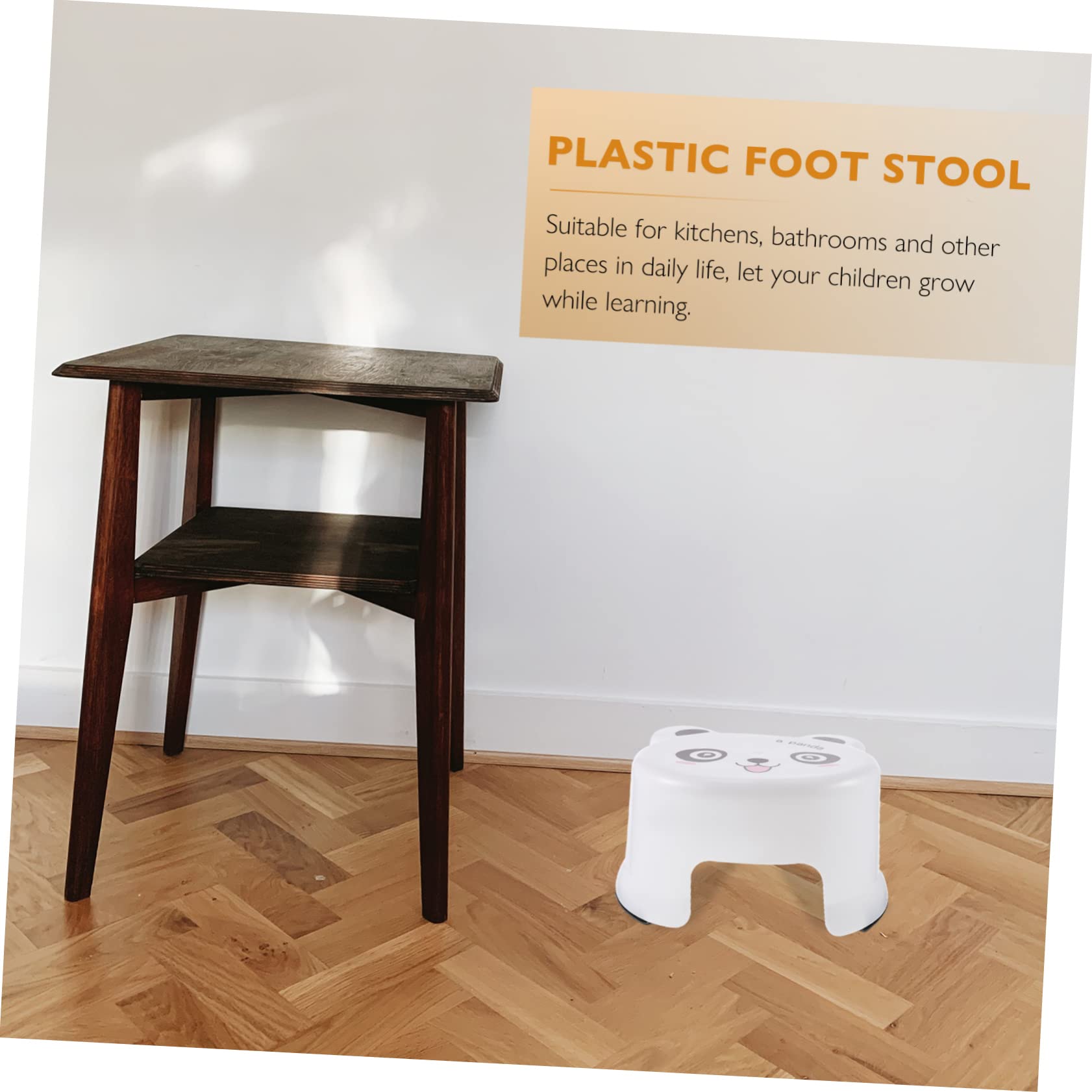 Sgabello per Bambini Antiscivolo in Plastica Bianca, Poggiapiedi Spesso per Bagno e Wc, Sgabello Cartoon Resistente per Lavandino e Addestramento Vasino