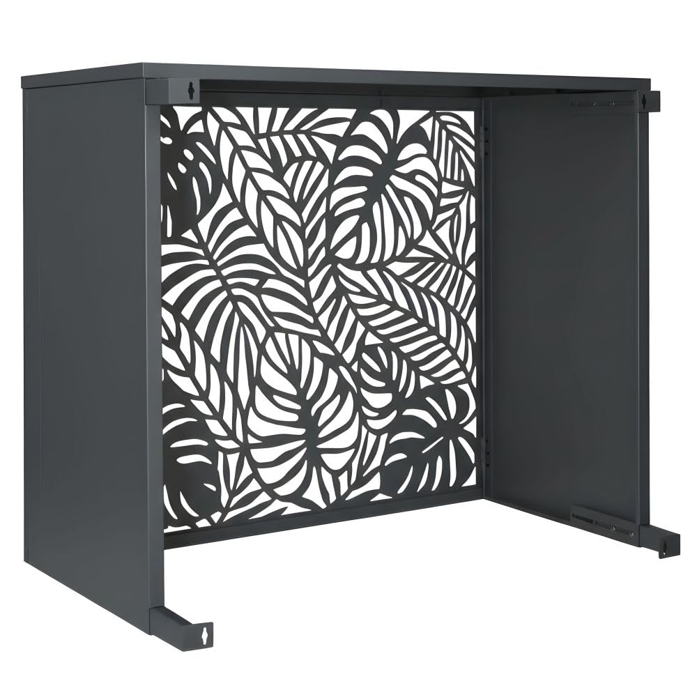 TERRE JARDIN Cache Climatiseur Exterieur 105x90x66,5 - Pompe a Chaleur Extérieur Métal - Kit Fixation Inclus - Cache Clim, Anti Intempéries - Discrétion, Protection, Réduction Bruit - Anthracite