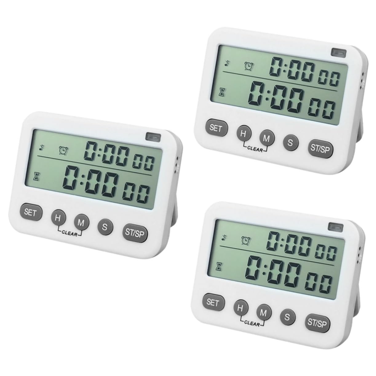 Anneome 3 Pièces Minuterie De Cuisine Numérique Minuterie Silencieuse Minuteur De Table Horloges Numériques Horloge Digitale Dispositif De Chronométrage De Laboratoire Blanche