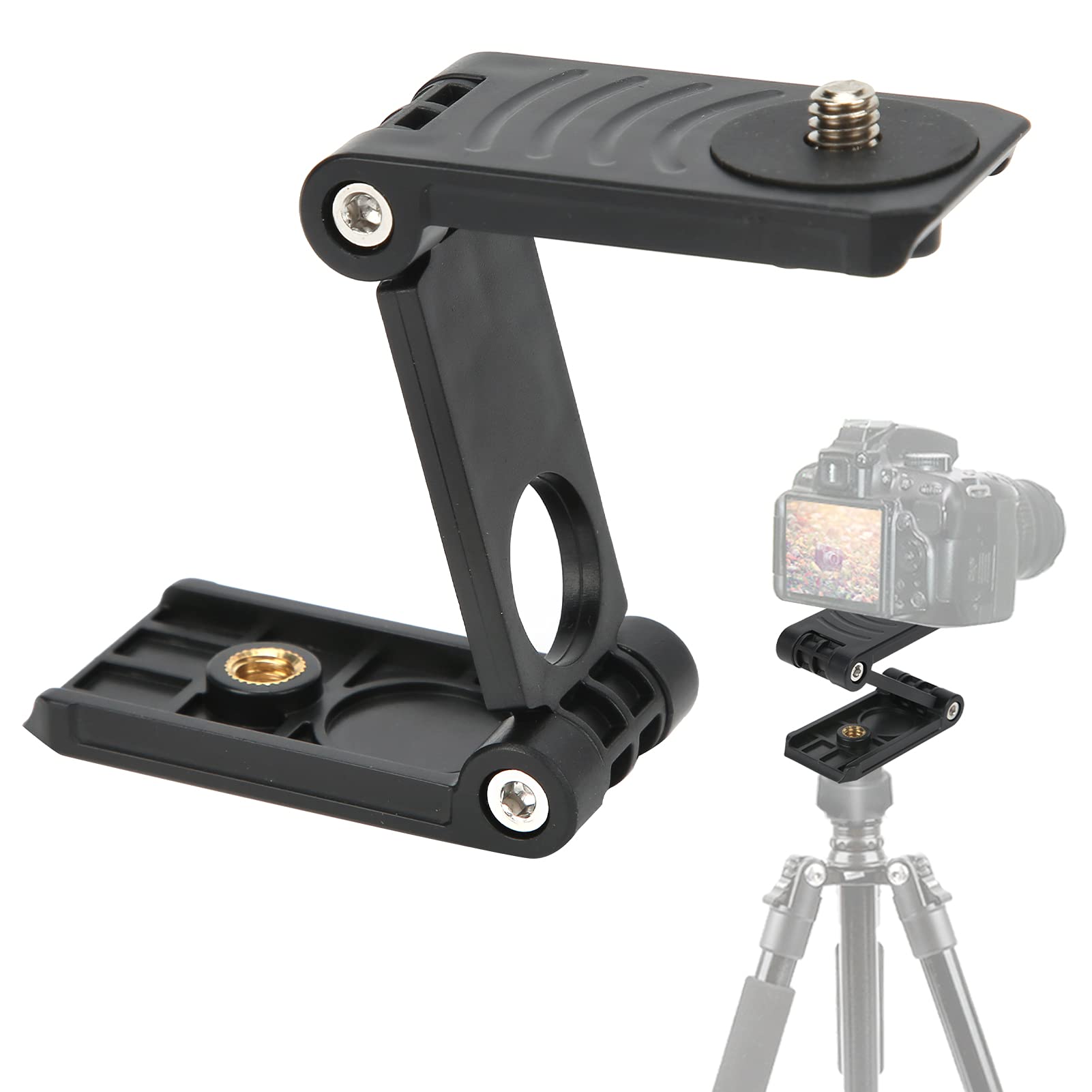 Supporto per Fotocamera Inclinabile Pieghevole, Testa Inclinabile Universale Nera Testa Treppiede Pieghevole Flessibile Inclinabile Tipo Z Vite di Montaggio da 1/4 di Pollice per