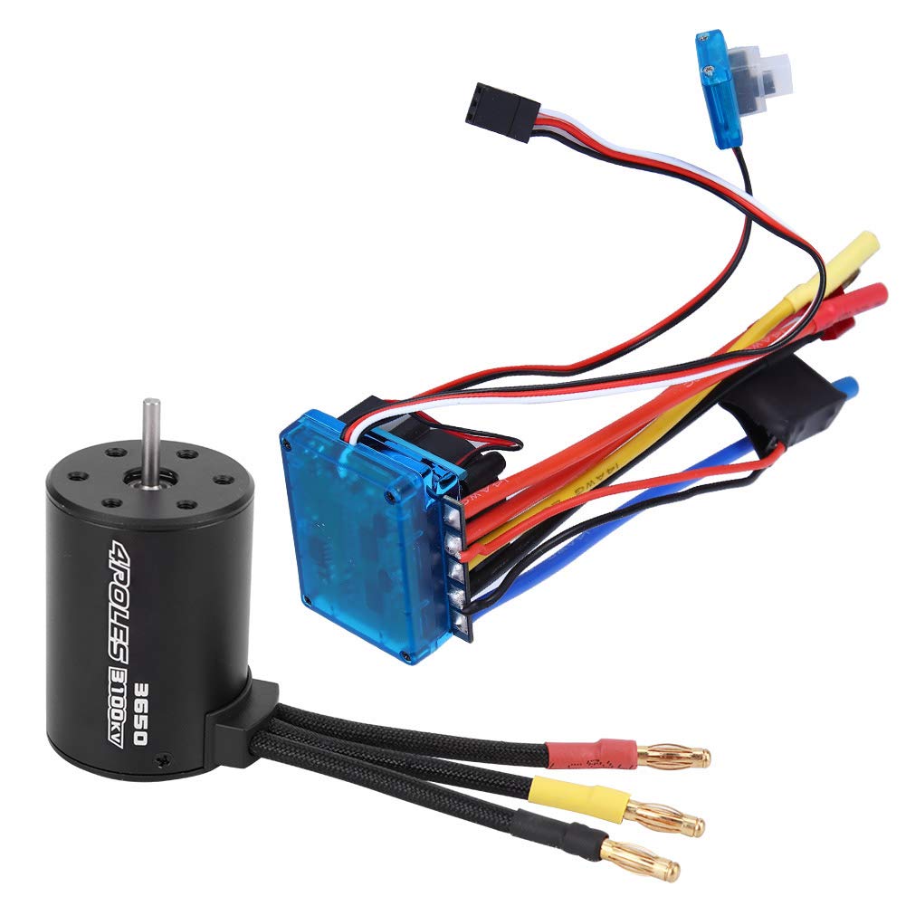 Tbest 1/10 RC Motor ESC, wodoodporny silnik 3650 o dużej mocy 3100KV + bezszczotkowy ESC RC Akcesoria Część zamienna do modelu samochodu 1/10 RC (czarny (120 V))