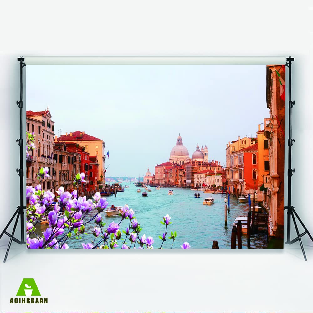 Aoihrraan 1,5x1m Italy Town Backdrop Italian Venice Water City Rialto Bridge Gondolas Canal Historical Culture Scenery Photography Background Travel Children Kids Adults Portrait Photo Studio Props - View #6