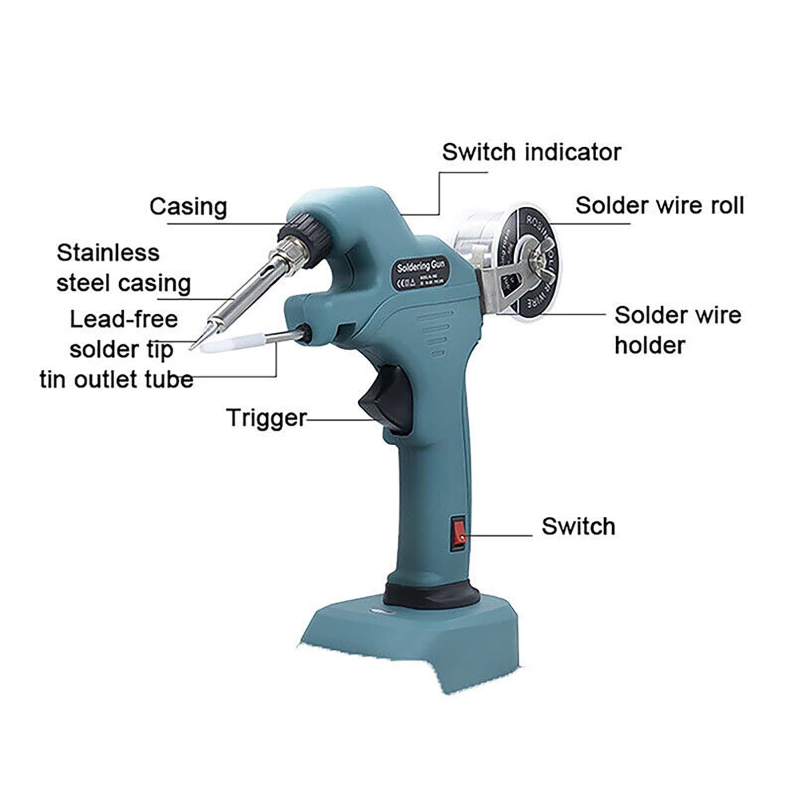 Cordless Soldering Gun with Lead-free Soldering Iron Tip, Cordless Soldering Kit for Makita 18V Battery