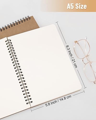 Miniatura 9 de Cuadernos en espiral A5 en blanco, paquete de 10 unidades, bloc de bocetos sin forro de tapa blanda para dibujar, escribir, tomar notas, cuaderno