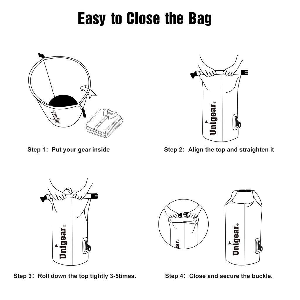 Unigear Dry Bag Waterproof, 2L/5L/10L/20L/30L/40L Floating and Lightweight Bags for Kayaking, Boating, Fishing, Swimming and Camping with Waterproof Phone Case