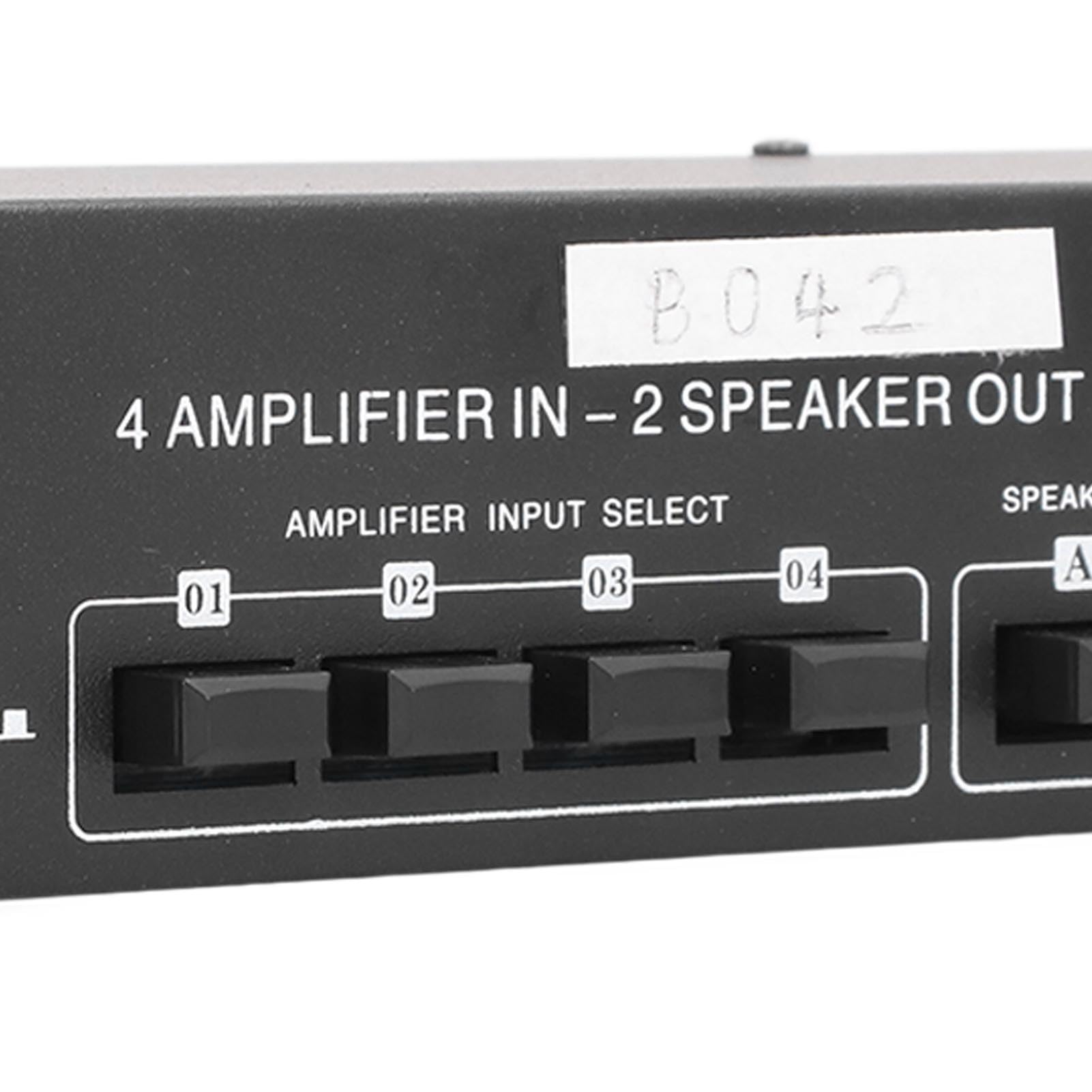 Selector de Altavoces Pasivo de 4 Vías con Aleación de Aluminio, Interruptor de Audio para Amplificador y 2 Altavoces, Conmutación Manual Fácil, Instalación Plug and Play, Sin Ruid