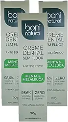 Kit com 3 unidades da Pasta Dental Natural Menta e Melaleuca sem Flúor – Boni Natural