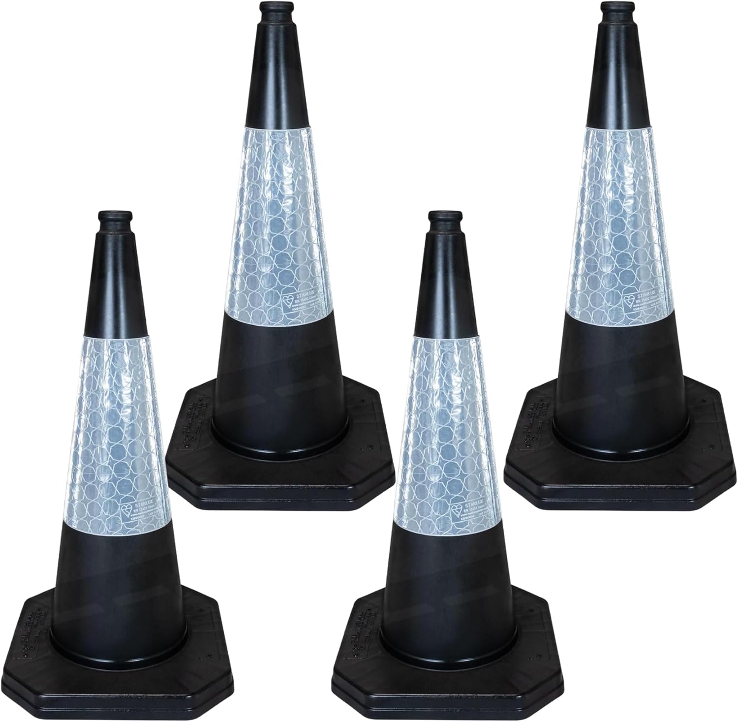 Street Solutions UK - 4 x 750mm Black Road Traffic Cones - Self Weighted - Premium Quality Safety Cone - Strong and Durable - with Extremely Low Centre of Gravity
