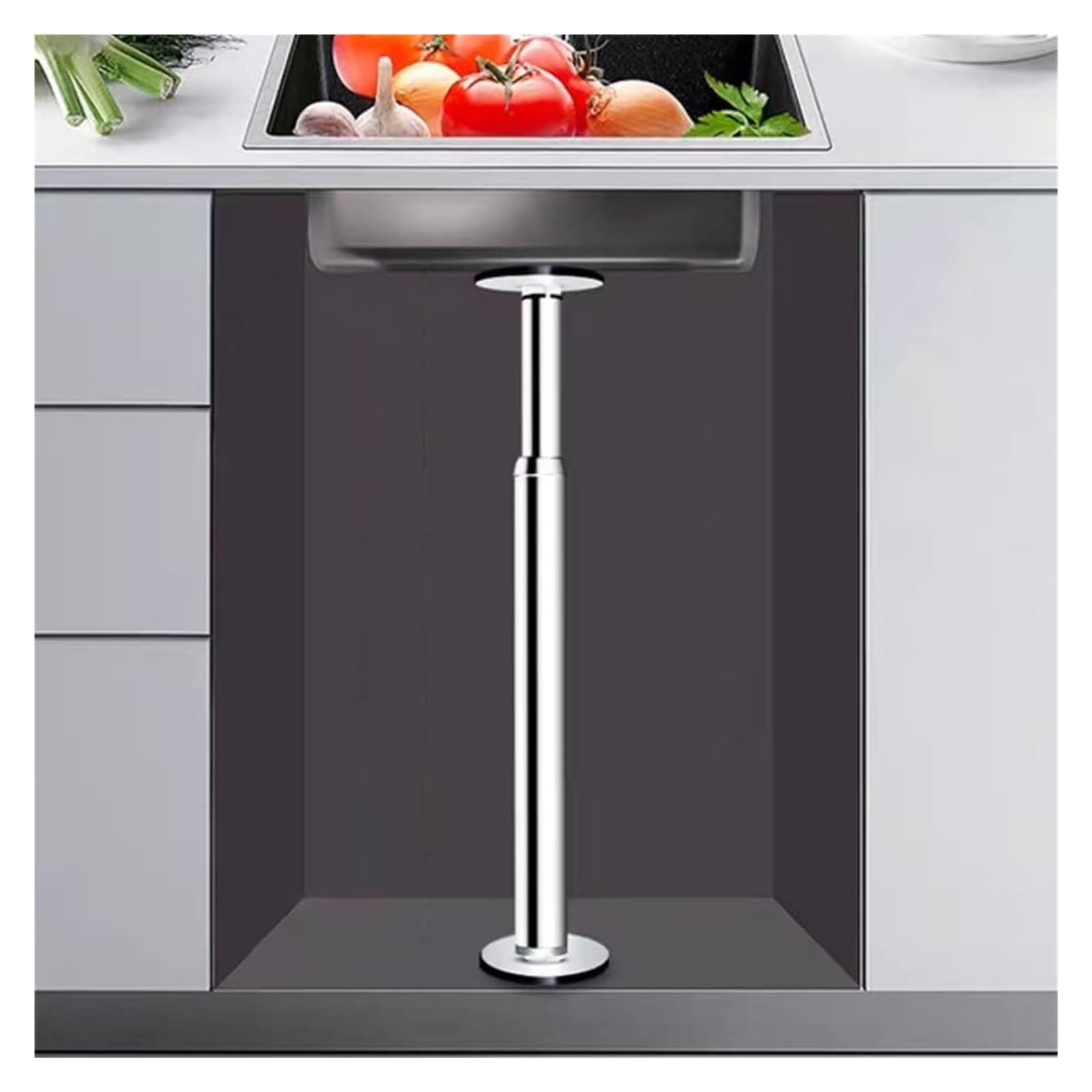 Sink Support Legs, Under Basin Brackets Stainless SteelAdjustable Support Poles Drill Free Furniture Leg for Kitchen Bathroom Cabinet(Height 52 84cm)
