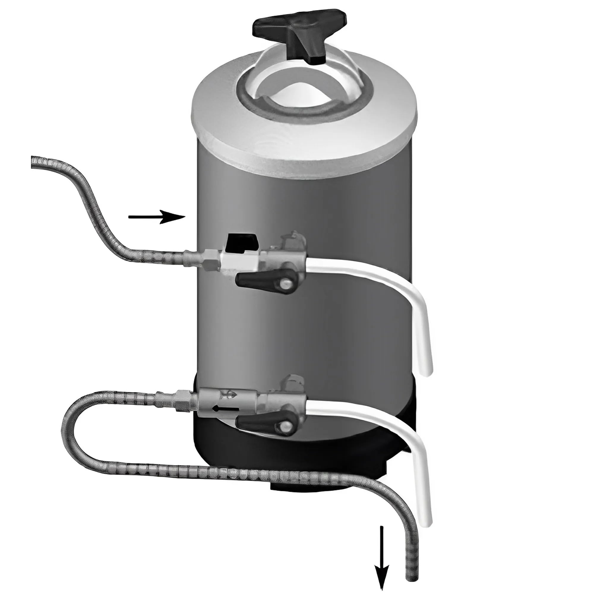 MBH - Descalcificador Profesional 8L con 2 Válvulas para Lavavajillas. Filtro Antical Manual para Cocina Industrial y Hostelería