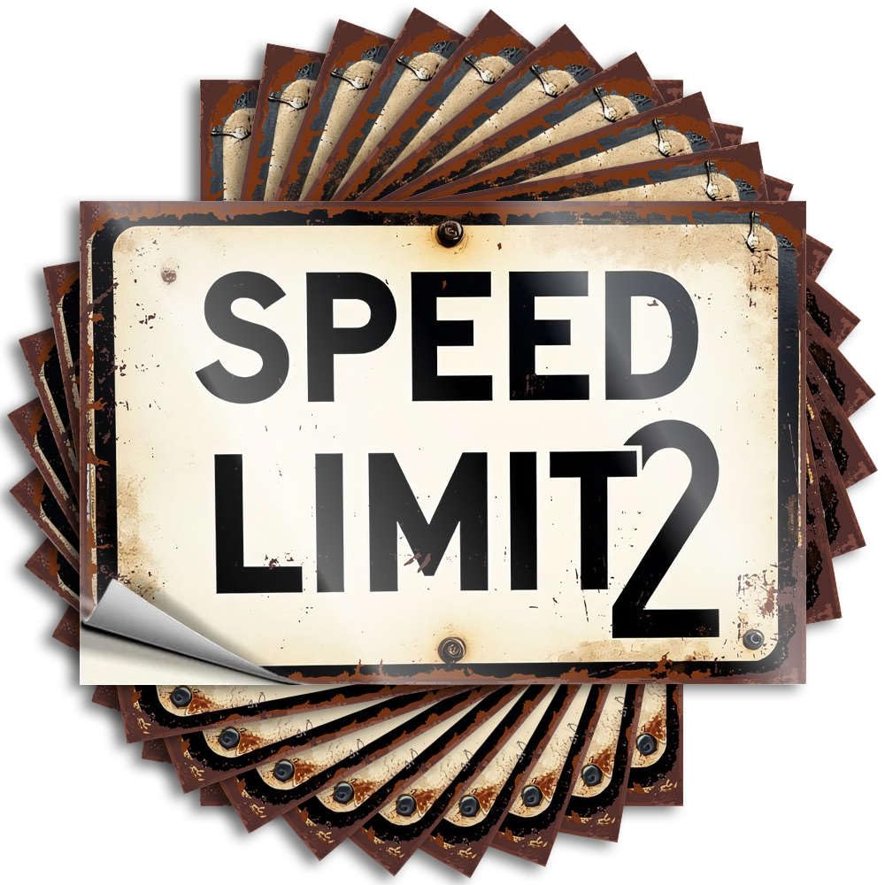Rusty Speed Limit Sign with Large Numbers Lettering Sticker Music Self Adhesive | Good Hard Vinyl Sticker Pack for Friends(8X12CM)