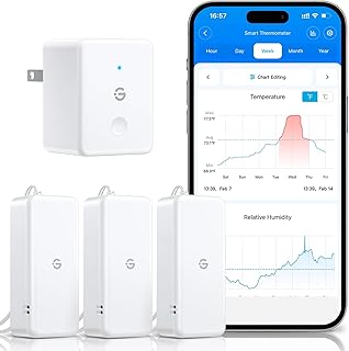 GoveeLife 2.0 WiFi Hygrometer Thermometer 3 Pack, Smart Humidity Temperature Sensor with App Notifications, Temperature Humidity for Bedroom, Wine Cellar, Basements(Only Support 2.4G Wi-Fi)