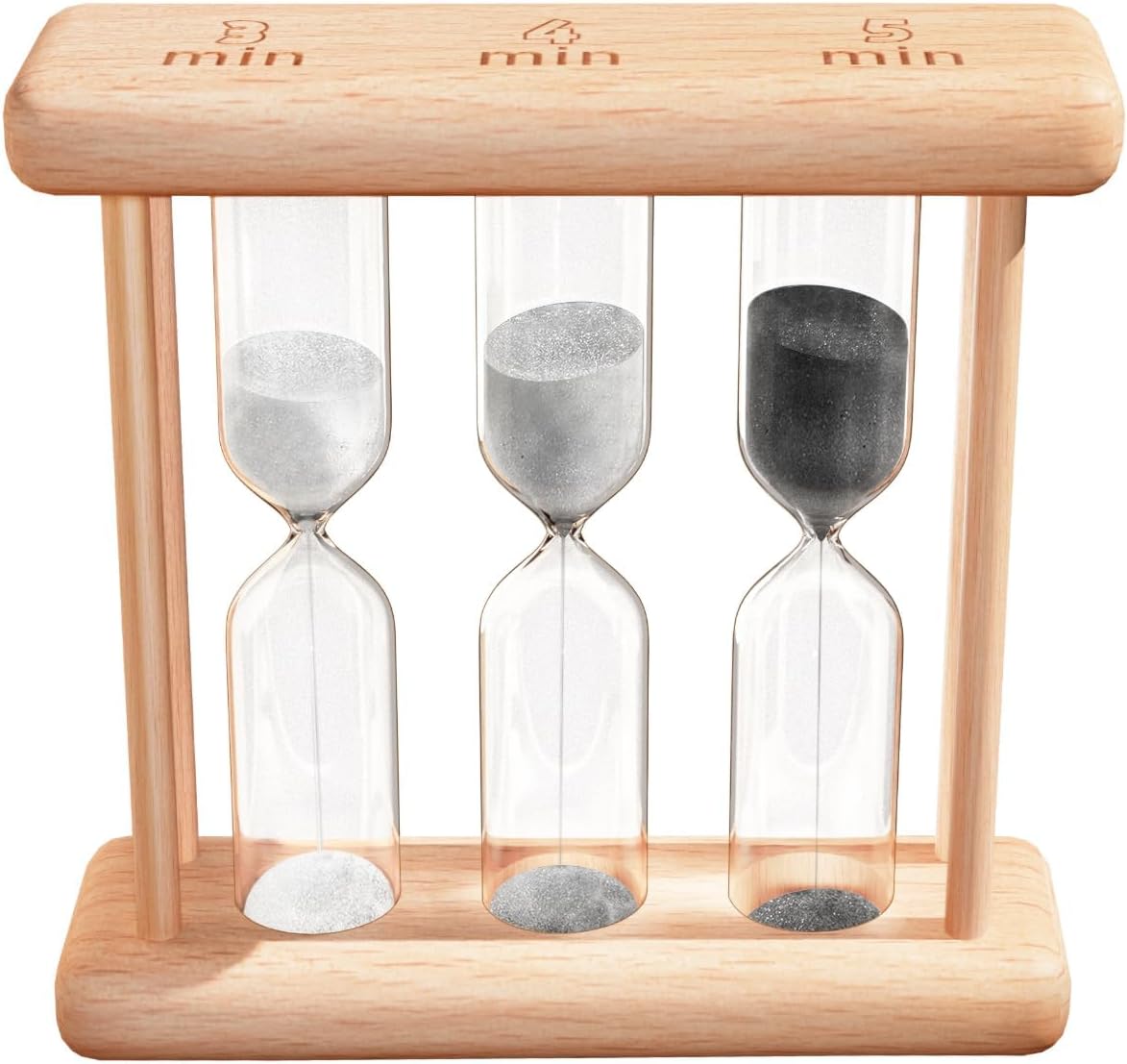 Wooden Tea Timer 3-4-5 Minute, Natural Wooden Frame Hourglass Timer, Colorful Sand Clock, Small Trio Sand Timer for Tea & Home Decor, Reloj De Arena, Mini Tea Sand Watch
