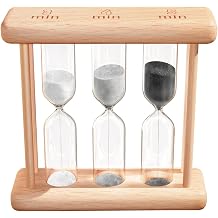 Wooden Tea Timer 3-4-5 Minute, Natural Wooden Frame Hourglass Timer, Colorful Sand Clock, Small Trio Sand Timer for Tea & Home Decor, Reloj De Arena, Mini Tea Sand Watch