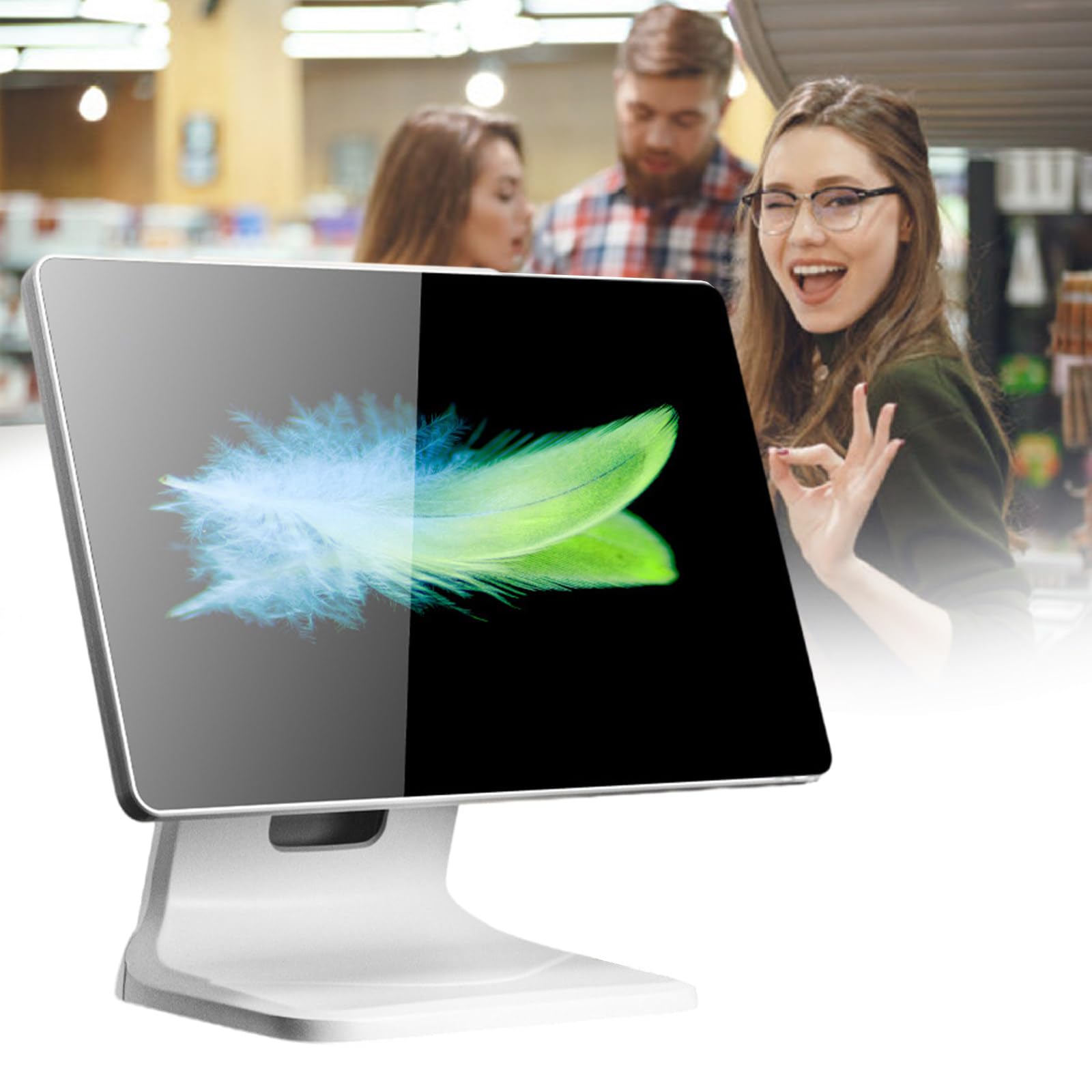 SENJINGHUA 15.6-inch POS Touch Screen Monitor, POS for Small Business, Multi-Touch Monitor, CPU N2930, 4GB RAM, 64GB SSD, Windows 7/10, VGA/USB Input for Office, POS, Restaurant,Win7