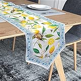 Lemon Table Runner - 90 Inch Long Waterproof Dining Table Decor for Home Party Kitchen Coffee Yellow