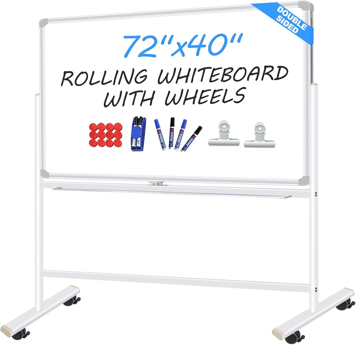 StrideMax 7240 Mobile Whiteboard, double sided magnetic with flip lock