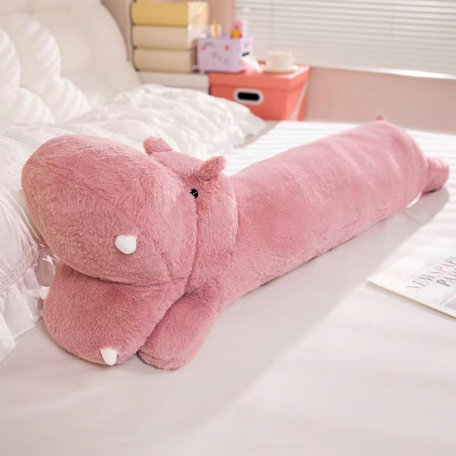 Ryttir 40 Inch 15% Chubbier Large Hippo Stuffed Animal,Soft Hippopotamus Plush Stuffed Hippos Body Pillow for Kids and Adults - Perfect Valentine Hippo Gifts for Cuddling