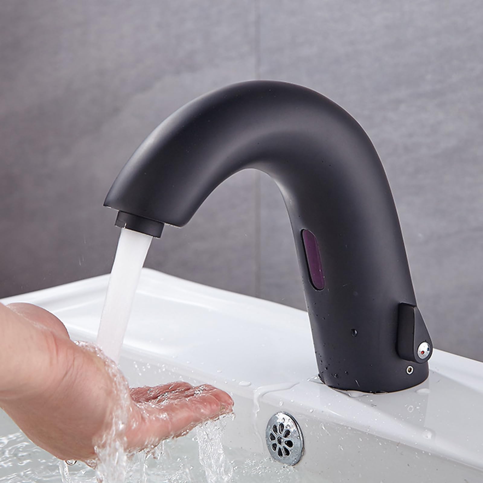 XJTNLB Wasserhahn mit Sensor Bad Einhebelmischer Infrarot Sensor Wasserhahn mit Einstellbarem Temperaturbegrenzer Mischbatterie Waschbecken aus Messing,Chrom