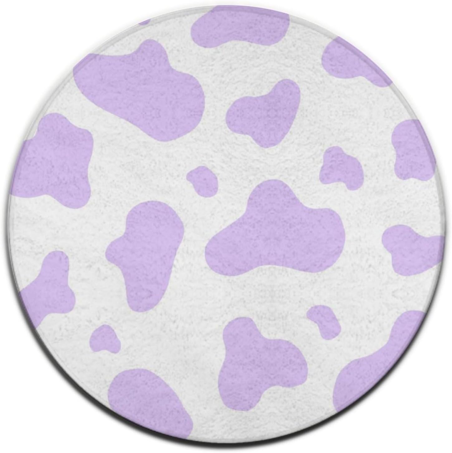 Modern Round Rug Cute Cow Print Purple Office Computer Chair Cozy Floor Mat Area Rugs Home Decor Soft Carpets Play Rug, Diameter 36inch