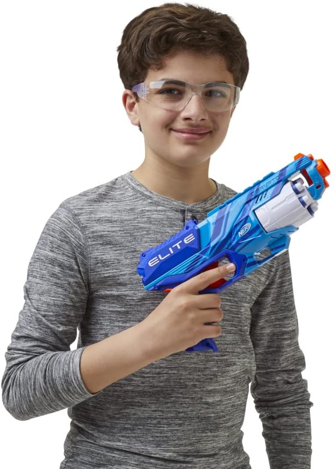 Nerf Elite Disruptor Blaster, 6-Dart Rotating Drum, 6 Nerf Elite Darts, Slam Fire, Reflex Blue, Amazon Exclusive