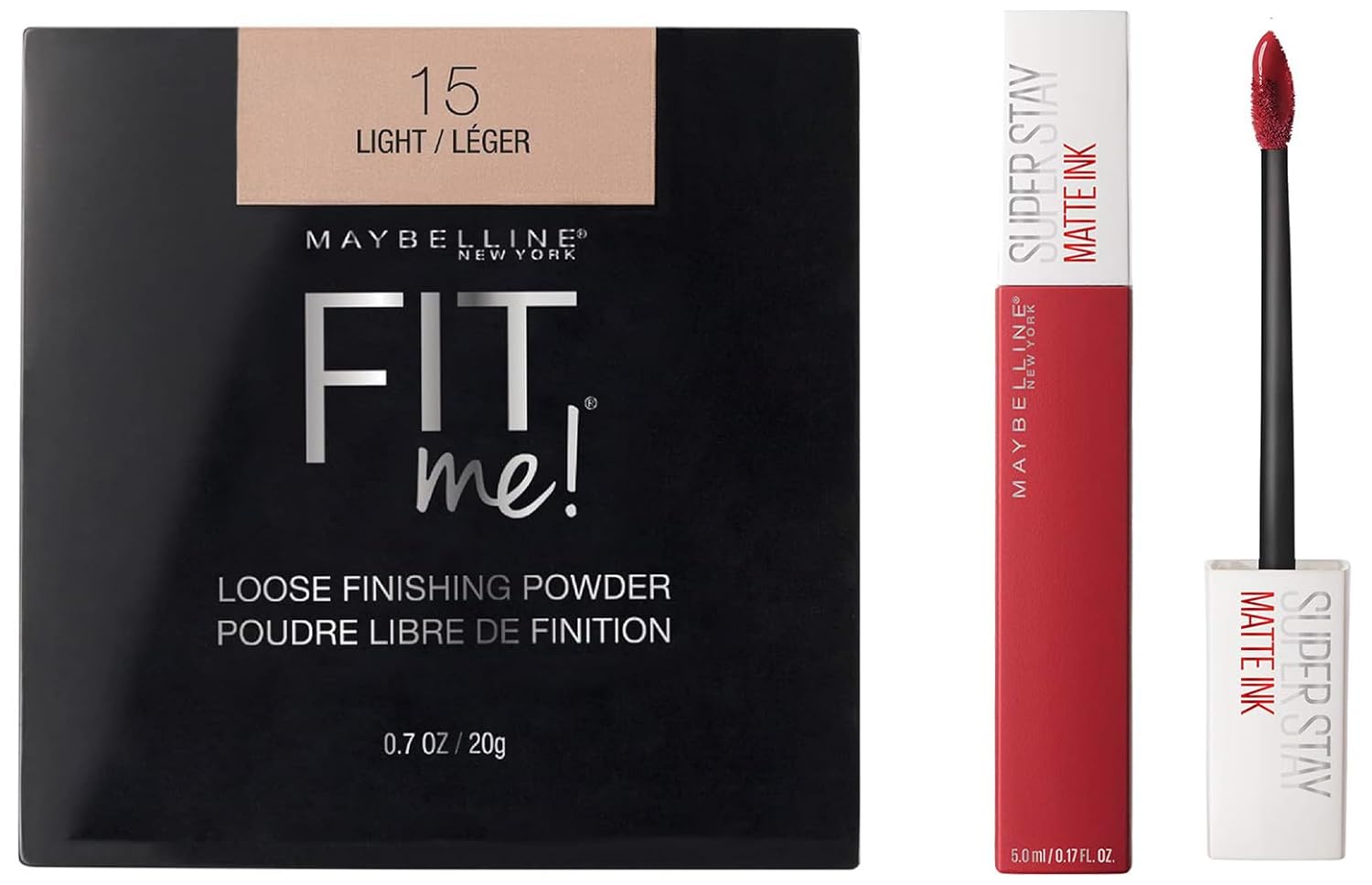 Maybelline New York Loose Shimmery Finishing Powder & Liquid Matte Lipstick Combo For All Skins,280 Gm, Multicolor