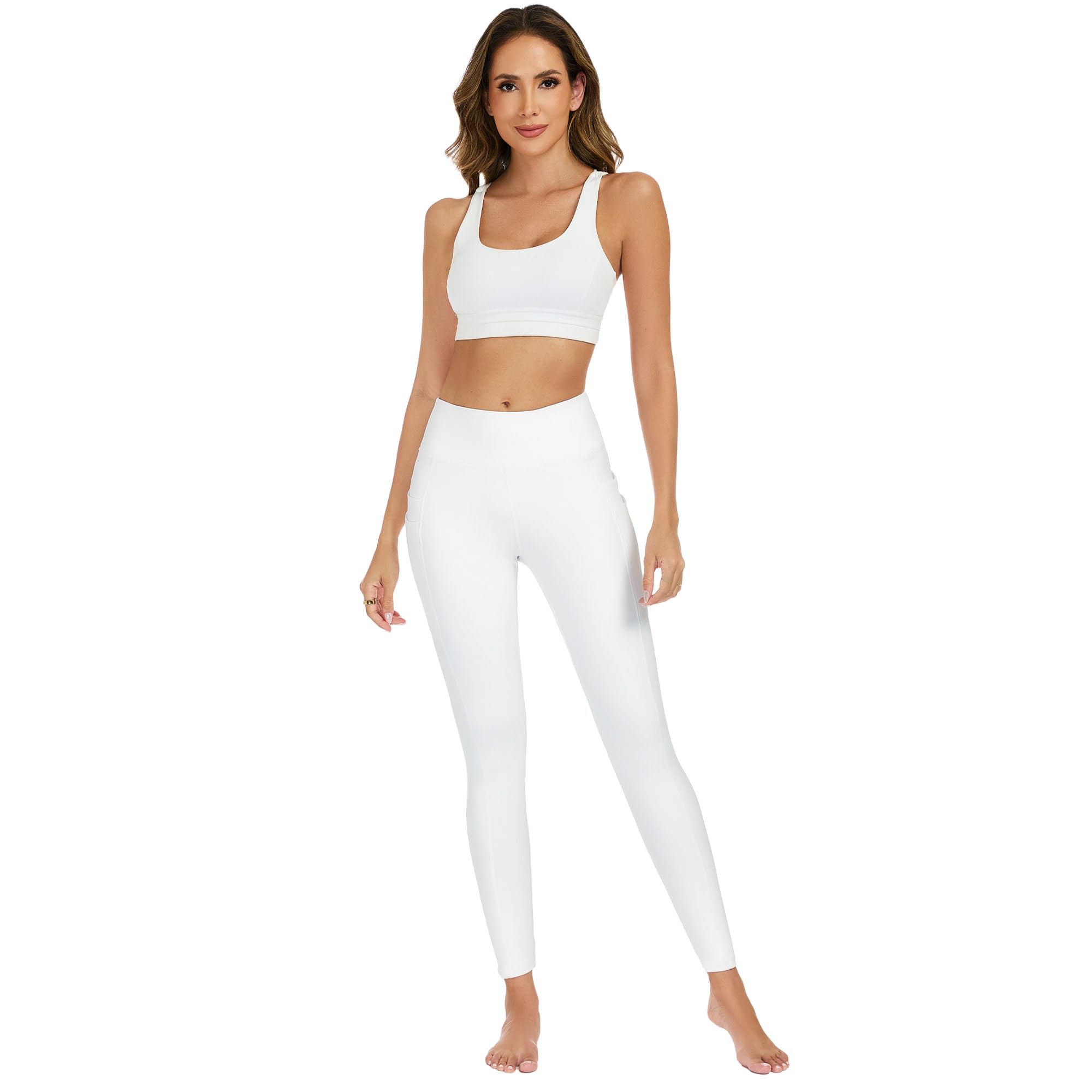 adorence Legging de Sport Femme avec 5 Poches, Leggings Yoga Opaque, Pantalon Femme Taille Haute Fitness Pilates Gym Jogging