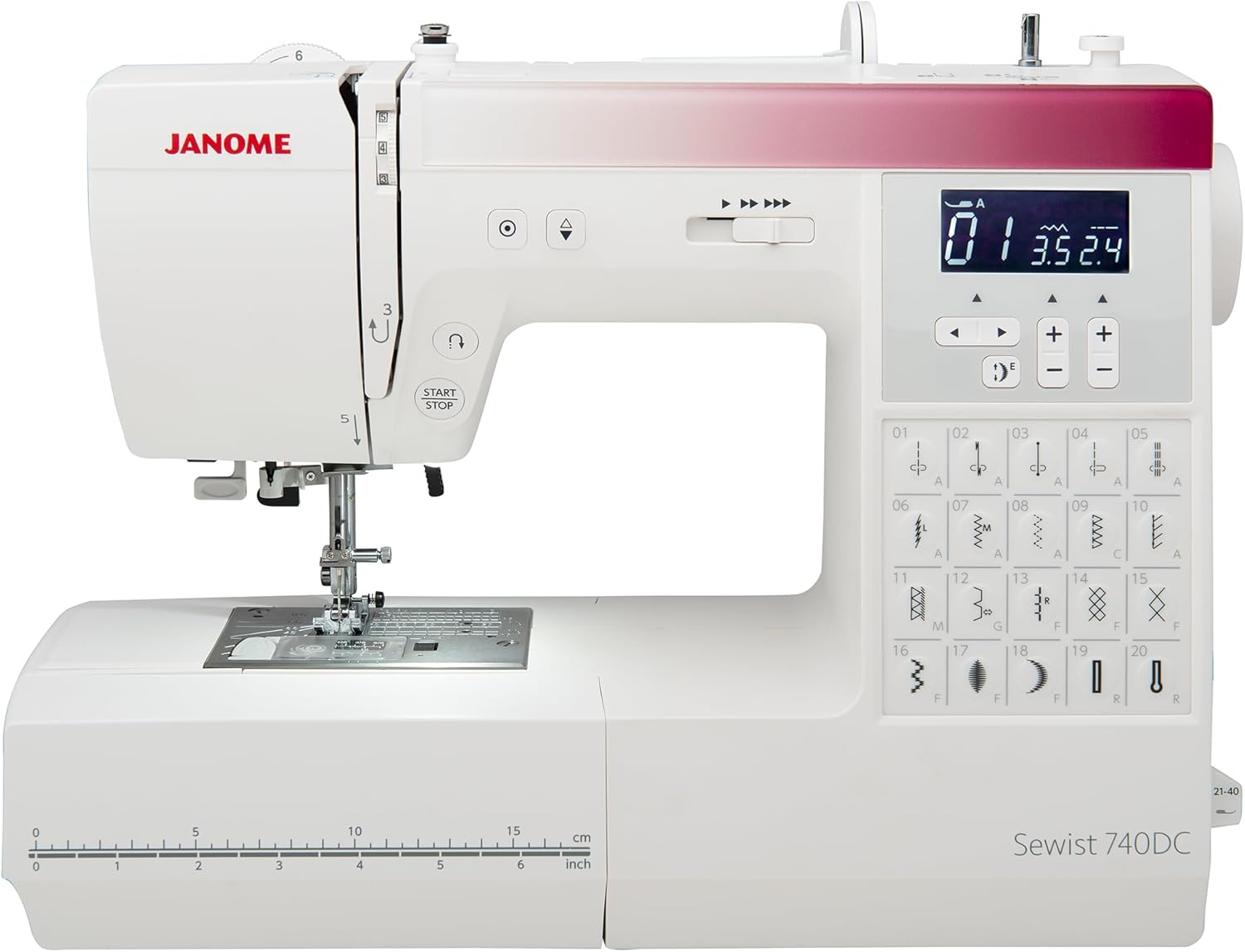 Janome Sewist 740DC Computerized Sewing Machine with Backlit LCD Screen, 40 Built-In Stitches, and 3 One-Step Buttonholes (Renewed)