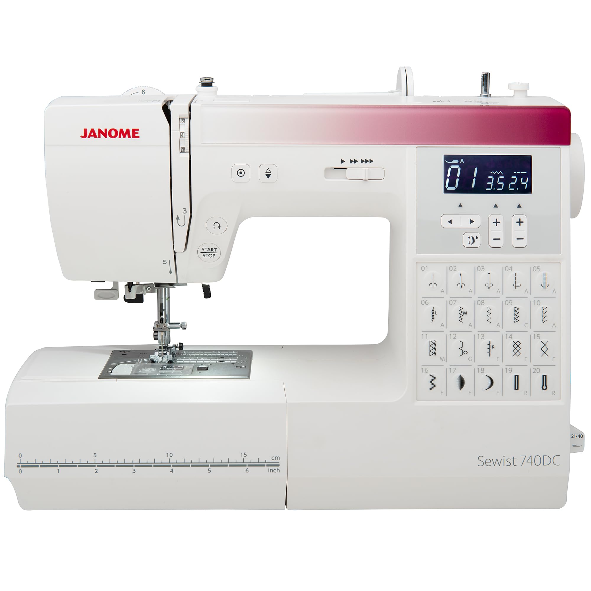 Janome Sewist 740DC Computerized Sewing Machine with Backlit LCD Screen, 40 Built-In Stitches, and 3 One-Step Buttonholes (Renewed)
