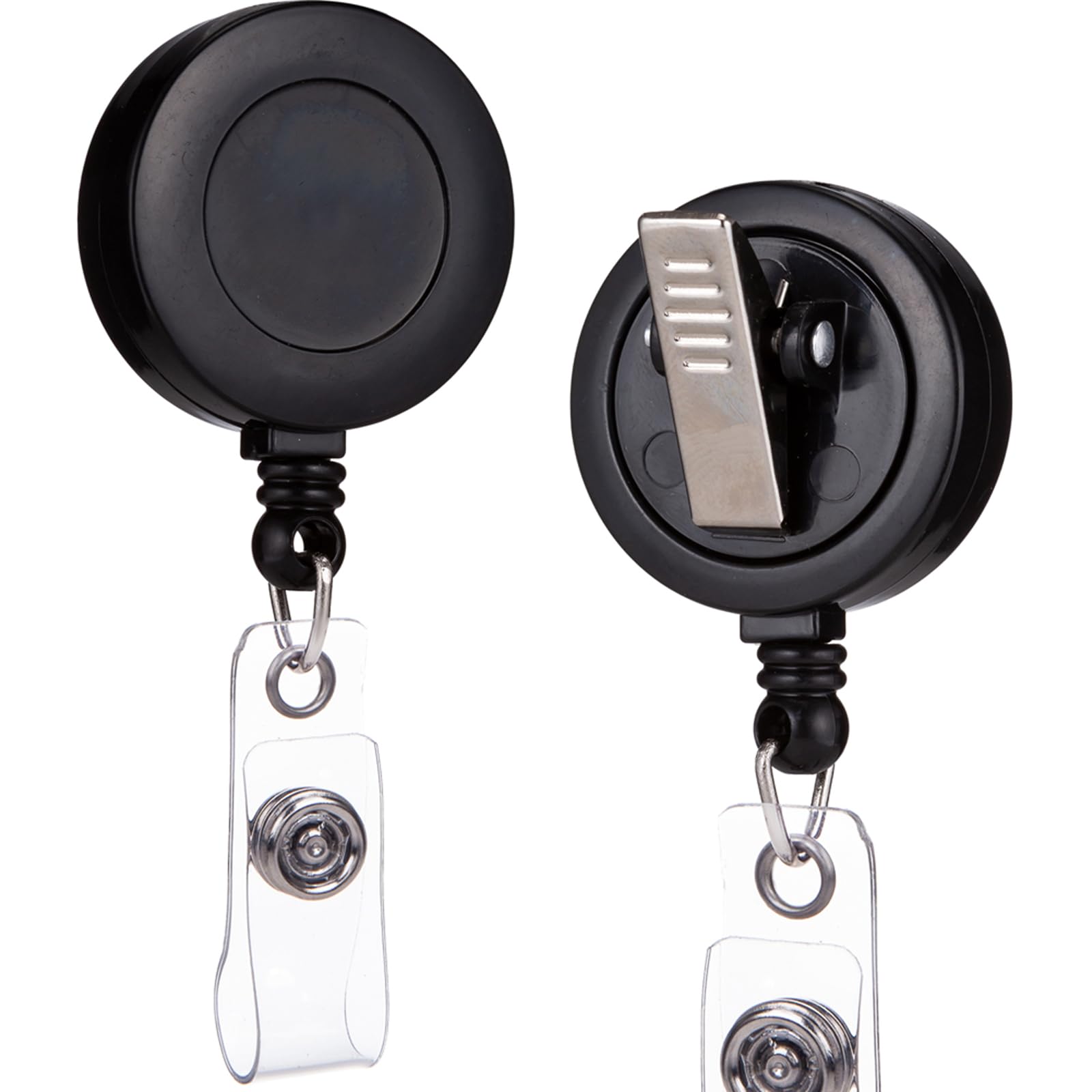 QREEL - 10 Pack - Retractable ID Name Badge Holder Reels with Swivel Alligator Clip (Black)