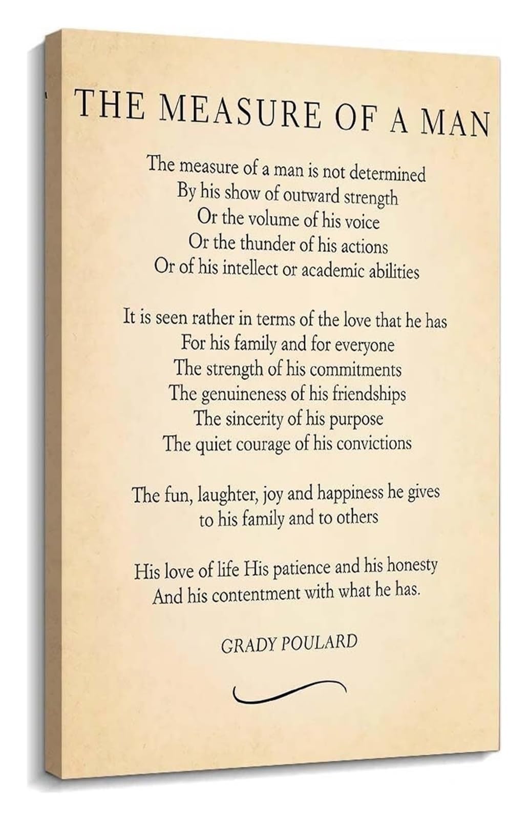 MDBJTCYZN Framed Poetry Poster - The Measure of The Man Poem, Inspirational Wall-Art for Library & Office(Framed,12x18inch(30x45cm))
