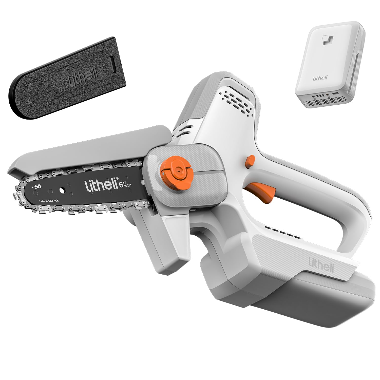 Litheli Mini Chainsaw Cordless 6 Inch, Electric Battery Powered Chainsaw with 10000mAh Battery, Adjustable Chain Tension, Safety Lock, Handheld Chainsaw for Wood Cutting, Tree Trimming, Gift for Men