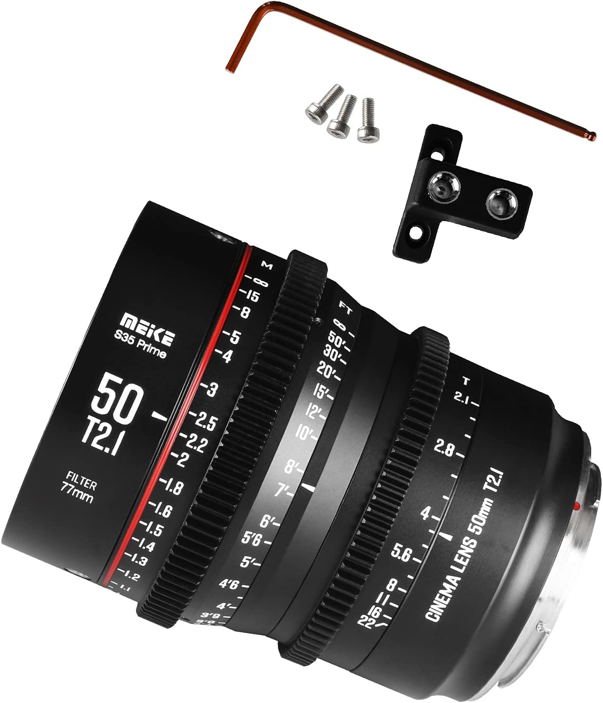 Meike 50mm T2.1 Super 35 Prime Manual Focus Cinema Lens for EF-Mount Cine Camera Compatible with Canon C200 C300 II, RED Komodo, BMPCC 6K, Z CAM E2-S6 BMPCC 6K Pro