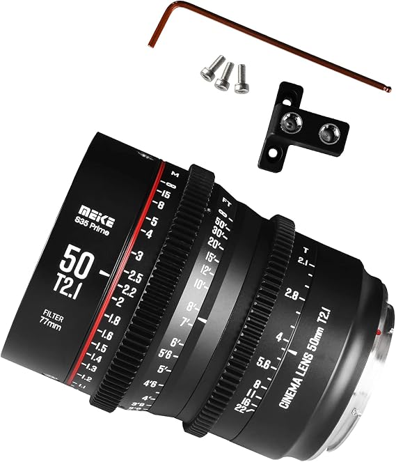 Meike 50mm T2.1 S35 Manual Focus Cinema Lens for Canon EF Mount Cine Camera | Compatible with C200 C300 II, RED Komodo, BMPCC 6K, Z CAM E2-S6 BMPCC6K Pro
