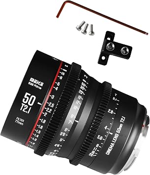 Meike 50mm T2.1 S35 Manual Focus Cinema Lens for Canon EF Mount Cine Camera | Compatible with C200 C300 II, RED Komodo, BMPCC 6K, Z CAM E2-S6 BMPCC6K Pro