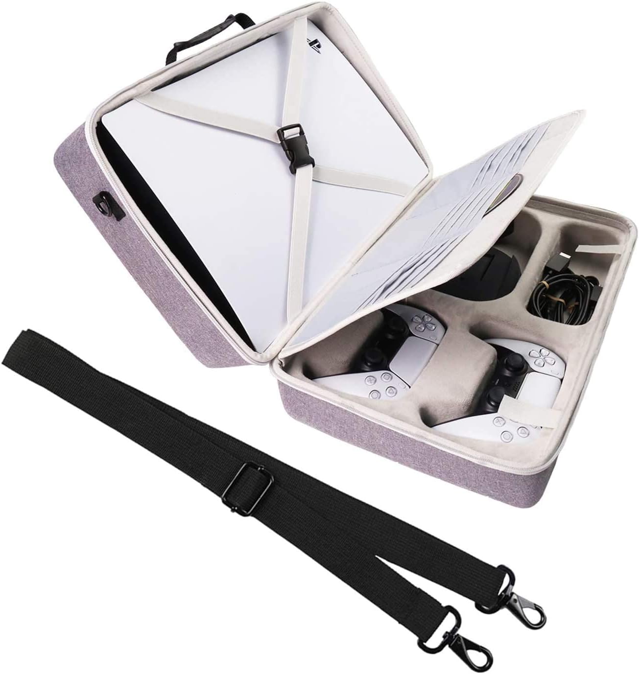 Khanka Hard Travel Case for Sony PlayStation 5 PS5 Console Controller and Accessories.(Case only, Gray)