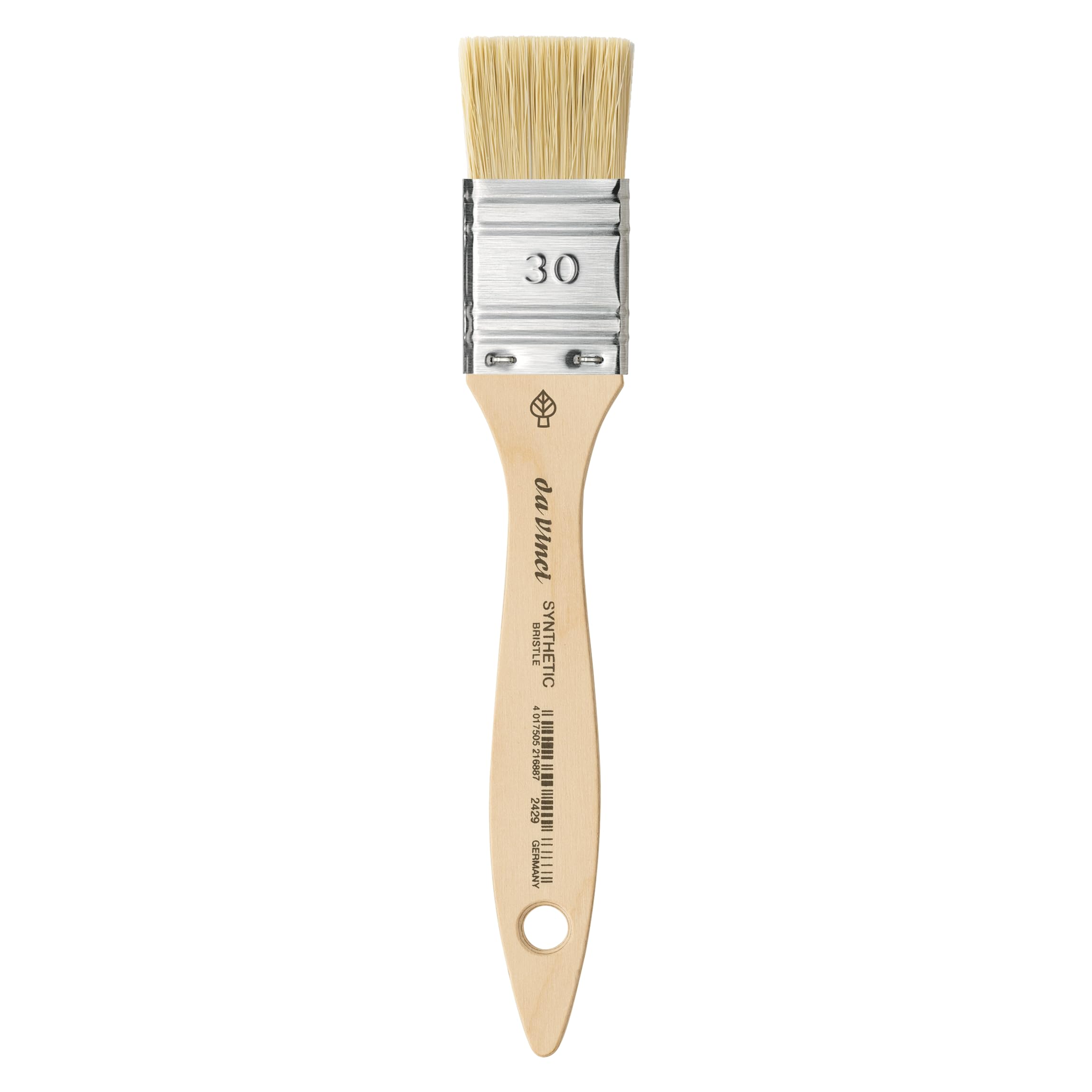 da Vinci, SYNTHETIC BRISTLE, artist's bristle brush, elastic synthetic bristles, for acrylic, oil & tempera, paper, canvas, wood & textiles, wooden handle, vegan, made in Germany, wide, size 30