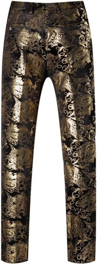 MOGU Mens Luxury Gold Dress Pants with Expandable Waist