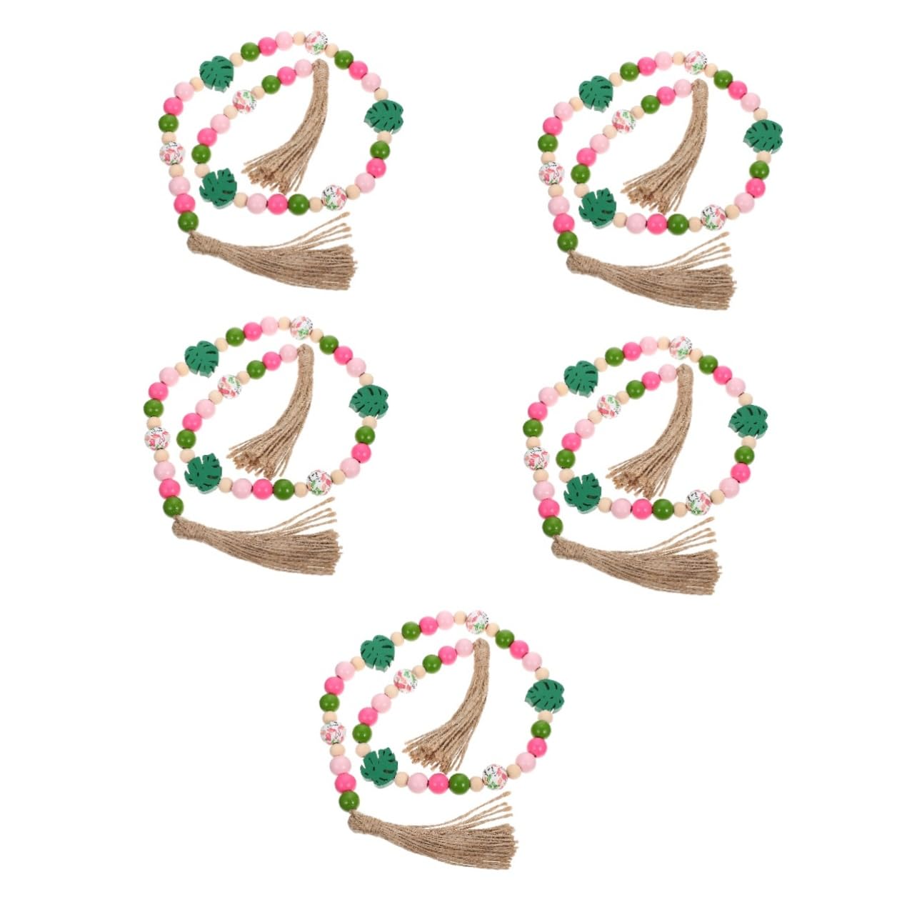 Amosfun 5St Flamingo-Holzperlenkette Quasten künstlich Fallen Kiefer Perldraht Perlen Dekoration Schlafzimmer Bedroom Decoration hängende Verzierung aus Holzperlen Sommer perlengirlande