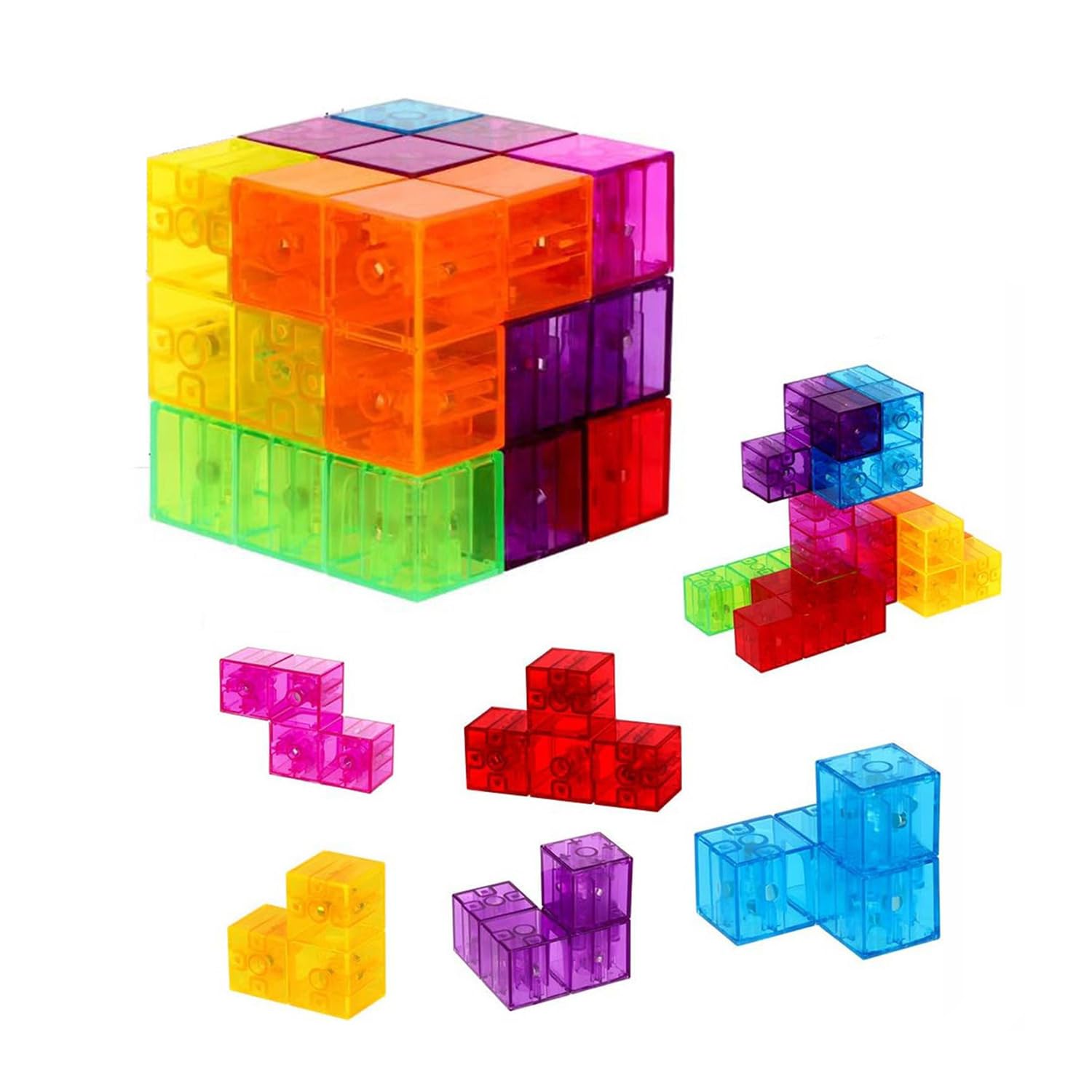 Amazon | キューブパズル クリア おもちゃ 知育玩具 組み立て