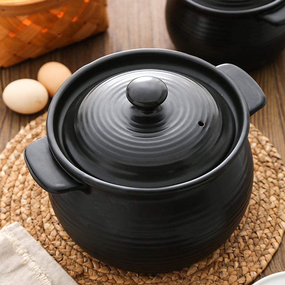 Olla de barro for cocinar y servir con tapa, for cocinar Ollas de terracota(4L)
