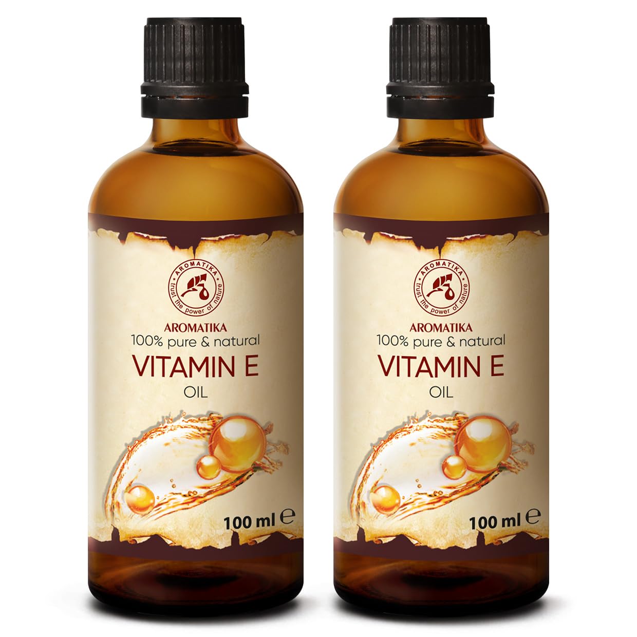 Vitamin Oil E 200ml - Tocopherol - 100% Natural & Pure - Rich in Vitamin E - Anti Aging Oil Against Wrinkles of All Kinds - Care for Face - Body Care - Hair - Ideal for Sensitive Skin, 2 bottles of 100 ml