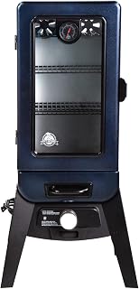 Pit Boss PBV3A1 Electric Smoker: 684 Sq In, Analog Controls, Viewing Window, Blue Hammertone - Ideal for Backyard Smoking